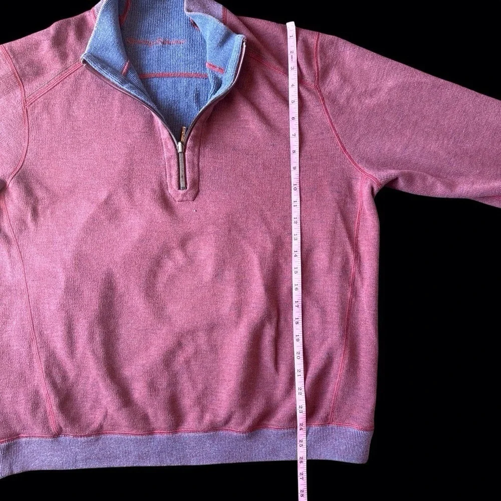 Tommy Bahama 1/4th Zip Pullover Mens XL Burgundy Heathered Knit Sweater‎ Coastal